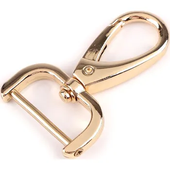 Kovová karabina otočná se šroubovacím průvlekem 26 mm, barva 2 zlatá klasik