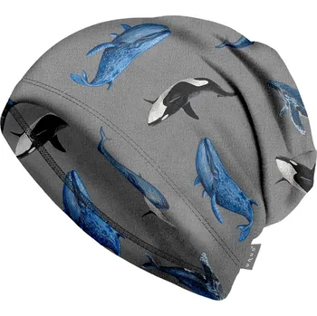 Čepice Dětská čepice fleecová Homeless, Šedá, Velryby Velikost: S (45-48 cm)