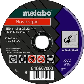 Řezný kotouč Novorapid 150 x 1,6 x 22,23 mm, ocel, řezný kotouče, tvar 41 [616507000]