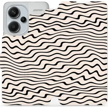 Pouzdro na mobilní telefon Flipové pouzdro Mobiwear - Xiaomi Redmi Note 13 Pro Plus 5G - VA62S Vlnky na béžové (Knížkové flip pouzdro, obal, kryt na mobil Xiaomi Redmi Note 13 Pro Plus 5G - VA62S Vlnky na béžové, materiál Umělá kůže + TPU - ochrana 360°, stojánek, silikonová vaničk