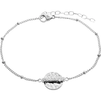 Náramek JSB bijoux s.r.o. Ocelový náramek pomačkaná placka s jednou řadou krystalů Swarovski Crystal