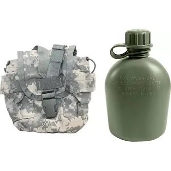 Kempingové nádobí Polní láhev MOLLE orig. US ACU digital NOVÁ (Originální US pouzdro AT digital používané v Americké armádě + polní láhev, dodáváno v SETU.)
