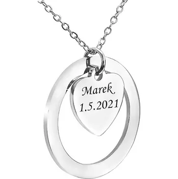 Přívěsek Přívěsek s řetízkem z chirurgické oceli Srdce Kruh stříbrný
