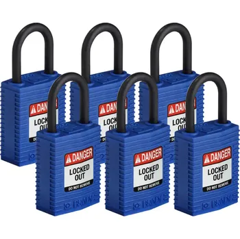 Visací zámek HAPPY END Nylonový zámek s nylonovým okem SafeKey kompakt,modrá,6 ks - BY 24AC2