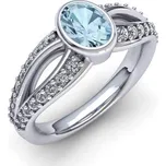 PD18003 Dámský prsten s Akvamarínem Materiál: Bílé zlato 14kt, Velikost: 56