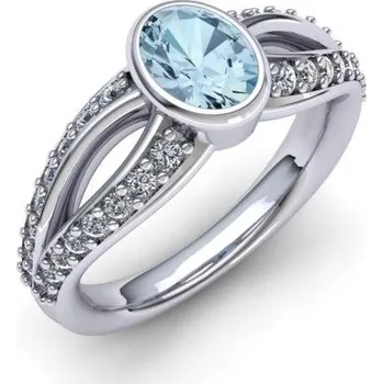 Prsten PD18003 Dámský prsten s Akvamarínem Materiál: Bílé zlato 14kt, Velikost: 56
