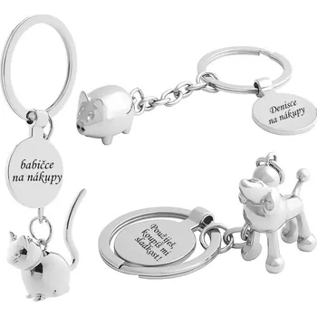Anda Kovový přívěsek na klíče s žetonem do košíku Zvířátko