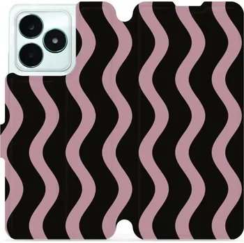 Pouzdro na mobilní telefon Flipové pouzdro Mobiwear - Realme C51 - VA54S Fialové vlnky (Knížkové flip pouzdro, obal, kryt na mobil Realme C51 - VA54S Fialové vlnky, materiál Umělá kůže + TPU - ochrana 360°, stojánek, silikonová vanička, magnetické zavírání)