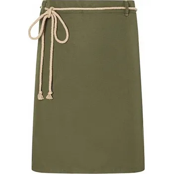 Kuchyňská zástěra Karlowsky Elegantní keprová zástěra nad kolena ve svěžím stylu Barva: zelená mechová (ca. Pantone 4229C), Velikost: 90 x 55 cm KY057