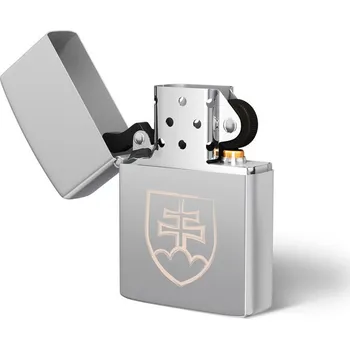 DRAGOWA benzínový zapalovač s gravírováním Slovenský znak, stříbrný