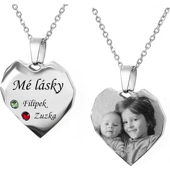 Přívěsek Přívěsek s řetízkem Srdce Diamond se Swarovski krystaly červeno-zelené