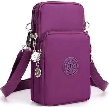 Kabelka Nylonová mini kabelka přes rameno 17 x 5 x 9 cm - Nachový