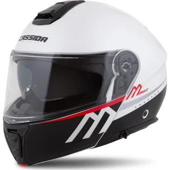 Helma na motorku Přilba Modulo 2.1 Compass, CASSIDA (bílá perleť/černá/červená/stříbrná, plexi s přípravou pro Pinlock) 2026 XL