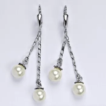 Náušnice Stříbrné visací náušnice Swarovski perla bílá - NK1451 (Stříbrné náušnice Swarovski perly 8 mm)