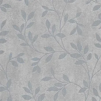 Tapeta Vliesové tapety na zeď lístky metalické na šedém podkladu