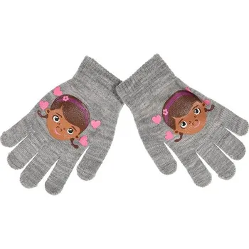 Čepice SUN CITY Prstové úpletové rukavice DOKTORKA PLYŠÁKOVÁ šedé UNI 2-8 let