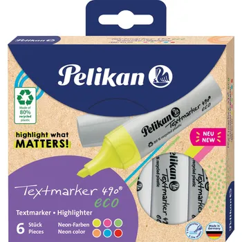 Zvýrazňovač Pelikan Eco 490, sada 6ks, neonové barvy