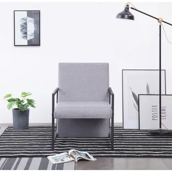 Křeslo vidaXL Křeslo s chromovanými nohami světle šedé textil