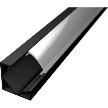 LED lišta Rohový profil lišta pro LED pásky R2 černý - profil lišta bez difuzoru 1m - LED Solution - 191351 - 191351