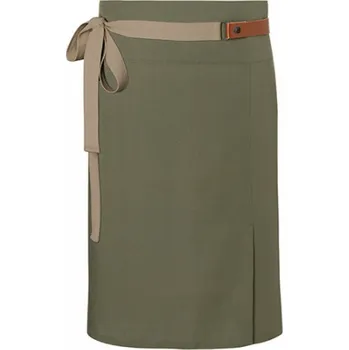 Kuchyňská zástěra Karlowsky Barmanská zástěra s koženým vázáním a kontrastním páskem Barva: zelená tmavá (ca. Pantone 4229C), Velikost: 110 x 65 cm KY055