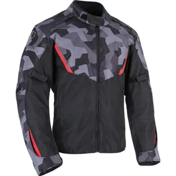 Moto bunda Bunda DELTA 1.0, OXFORD (šedá camo/červená/černá) 5XL