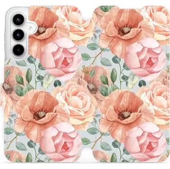 Pouzdro na mobilní telefon Flipové pouzdro Mobiwear - Samsung Galaxy A35 5G - MP02S Pastelové květy (Knížkové flip pouzdro, obal, kryt na mobil Samsung Galaxy A35 5G - MP02S Pastelové květy, materiál Umělá kůže + TPU - ochrana 360°, stojánek, silikonová vanička, magnetické zavírání