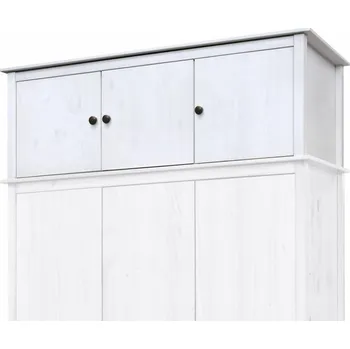 Šatní skříň IdeaNabytek Nástavec 3dveřový TORINO bílý, kovové úchytky