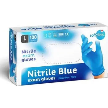 Vyšetřovací rukavice SOFTCLINIC Nitril ruk.vyšetř.nepudr.modré L 100ks