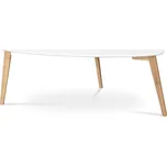 Stůl konferenční 120x60x45 cm, MDF bílá deska, nohy bambus přírodní odstín