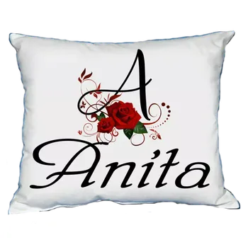 Dekorativní polštářek Polštář s dámským jménem ANITA Černý (polštářek dámské jméno )