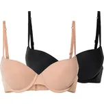 esmara® Dámská push-up podprsenka, 2 kusy (80B, černá/béžová)