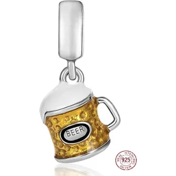 Přívěsek Charm Sterlingové stříbro 925 Pivo, přívěsek na náramek, jídlo a pití