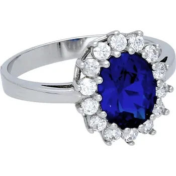 Prsten Goldstore Prsten oválný safír bílé zlato Velikost: 58, Váha: 3.45 g