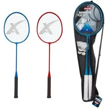 Hopsadlo Teddies Sada badminton pálky 2ks + míček 2ks 65cm kov/plast 2 barvy v pouzdře