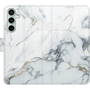 Pouzdro na mobilní telefon Flipové pouzdro iSaprio - SilverMarble 15 - Samsung Galaxy S23 FE