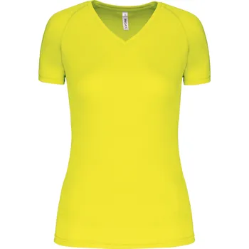 KARIBAN Dámské sportovní tričko s výstřihem do V PA477 Velikost: L, Barva: neon yellow
