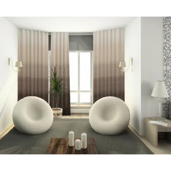 Závěs Výprodej dekoračního závěsu s tunýlkem, Blackout Vodorovná duha hnědá, 140 x 240 cm