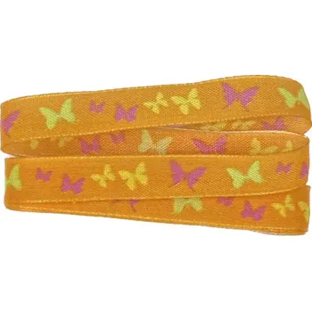 Stuha Stuha taftová BUTTERFLY PARADISE oranžová skládaná 15mm x 2m (Stuha skládaná, jarní, oranžová, taftová, potisk motýli, s vlascem v lemu)
