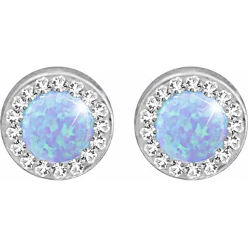 Náušnice JSB bijoux s.r.o. Ocelové náušnice puzety kulatý modrý opál 8 mm s krystaly Swarovski Crystal