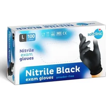 Vyšetřovací rukavice SOFTCLINIC Nitril ruk.vyšetř.nepudr.černé L 100ks