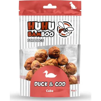 Pamlsek pro psa VO Huhubamboo masové koule s kachním a treskou 75g