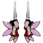 JSB bijoux s.r.o. Stříbrné dětské náušnice klapky víla s barevným smaltem (Stříbro 925/1000)