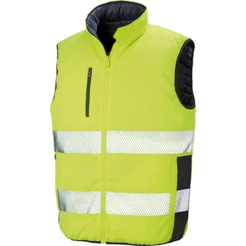 Dámská vesta Result Unisex oboustranná zateplená bezpečnostní vesta R332X Fluorescent Yellow-Navy M