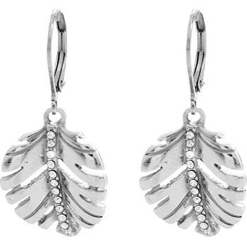 Módní doplněk JSB bijoux s.r.o. Ocelové náušnice klapky palmový list s krystaly Swarovski Crysrtal