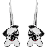 JSB bijoux s.r.o. Stříbrné dětské náušnice klapky pejsek s barevným smaltem (Stříbro 925/1000)