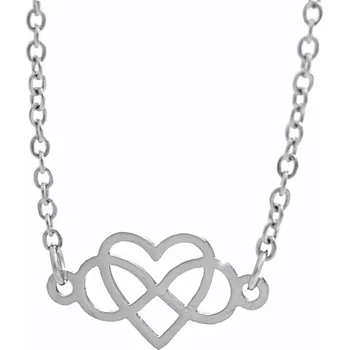 Náhrdelník JSB bijoux s.r.o. Ocelový náhrdelník prořezávané srdce a symbol nekonečna bez krystalů