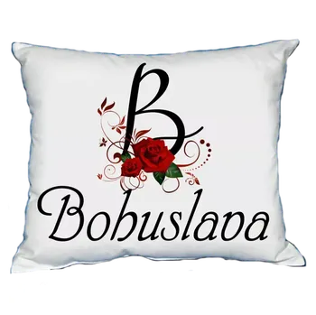 Dekorativní polštářek Polštář s dámským jménem BOHUSLAVA Červený (polštářek dámské jméno )