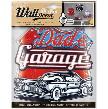 Samolepící dekorace ARGUS Nálepka na zeď svítící dads garage 23150004