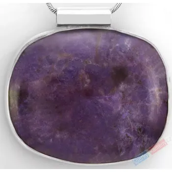 Přívěsek Větší stříbrný přívěsek (Ag 925/1000) se sugilitem QA, ovál cca 35 x 43 mm, RARITA (SG3376P)