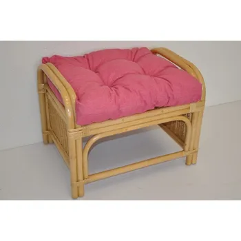 Taburet Nábytek PEGAS Ratanová taburetka Ear medová polstr malinový melír